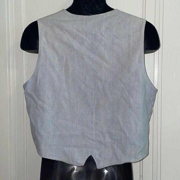 Vtg 70s tan suede patchwork snap up vest - Picture 9 of 10